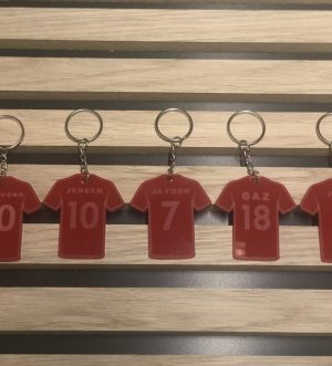 Red Football Shirt Personalised keyring